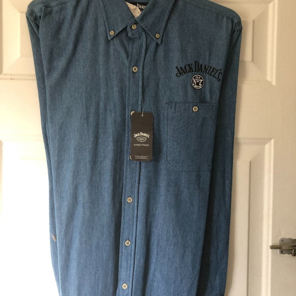 New Jack Daniels #7 Denim Button Down Shirt Men's Medium